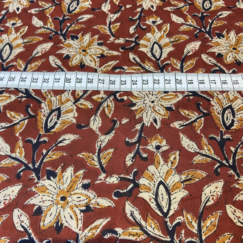 Voile Premium Baumwolle Blumen Kastanienbraun