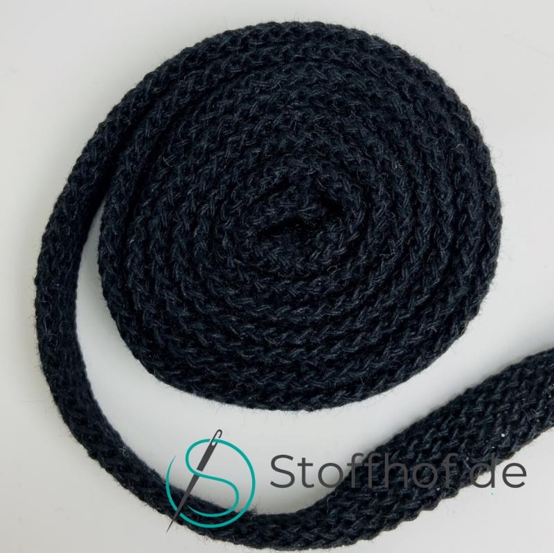 Baumwollkordel Flach 10mm Schwarz