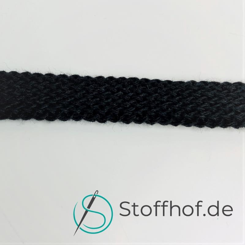 Baumwollkordel Flach 10mm Schwarz