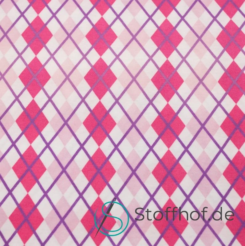 Interlock Jersey Argyle Rautenmuster Pink