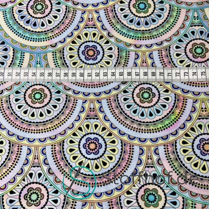 Baumwolljersey Kaleidoskop Kreise Pastell
