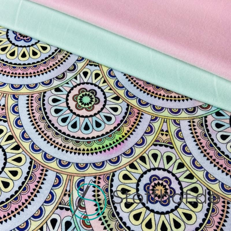 Baumwolljersey Kaleidoskop Kreise Pastell