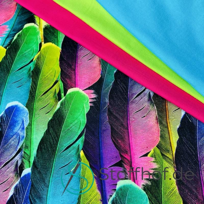 Baumwolljersey Regenbogen Bunte Feder