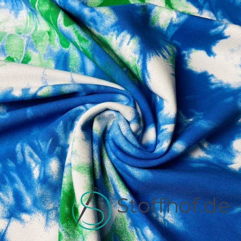 French Terry TIE DYE Lagune Blau-Grün
