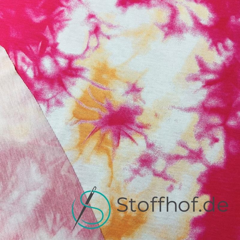 Baumwolljersey TIE DYE Batik Pink Orange