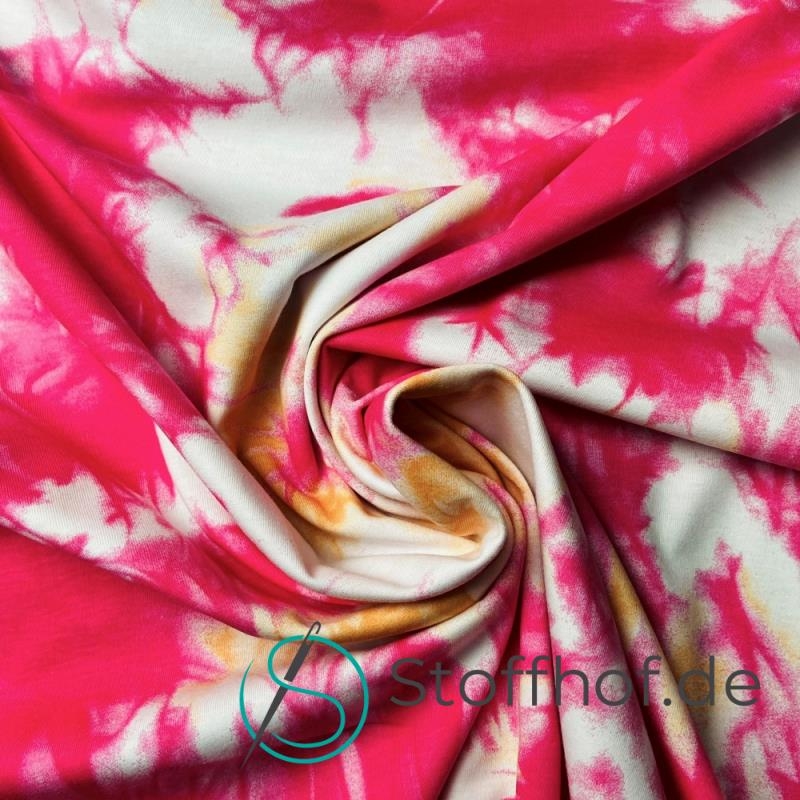Baumwolljersey TIE DYE Batik Pink Orange