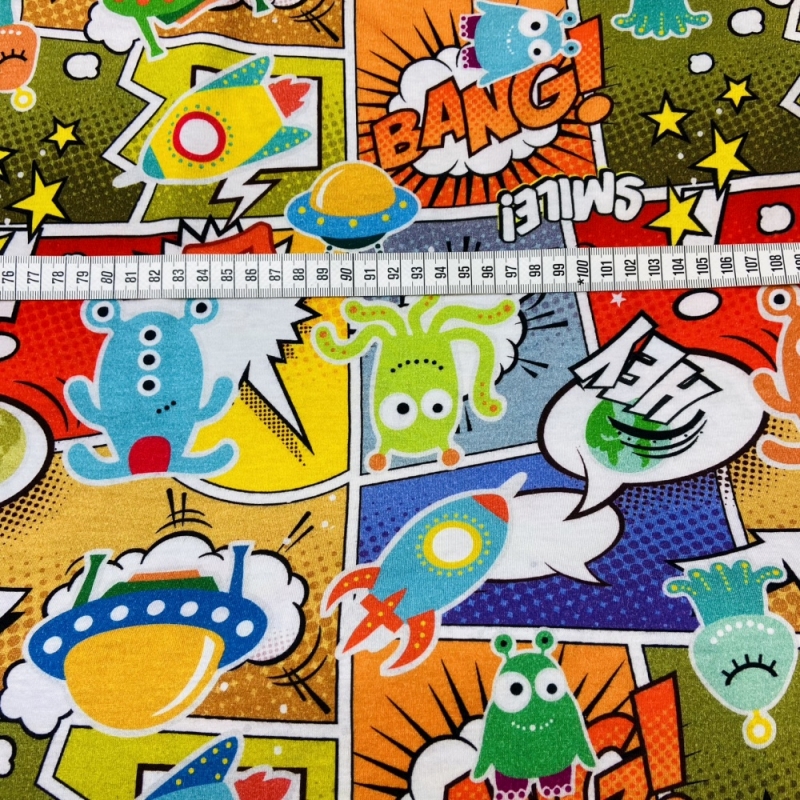 Baumwolljersey Comic Figuren