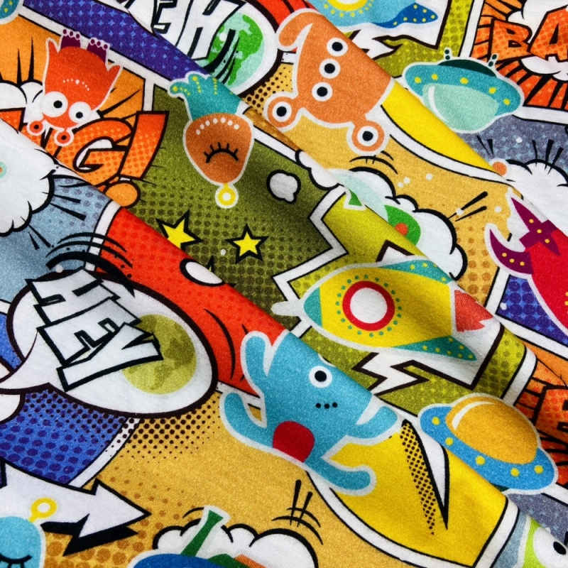 Baumwolljersey Comic Figuren