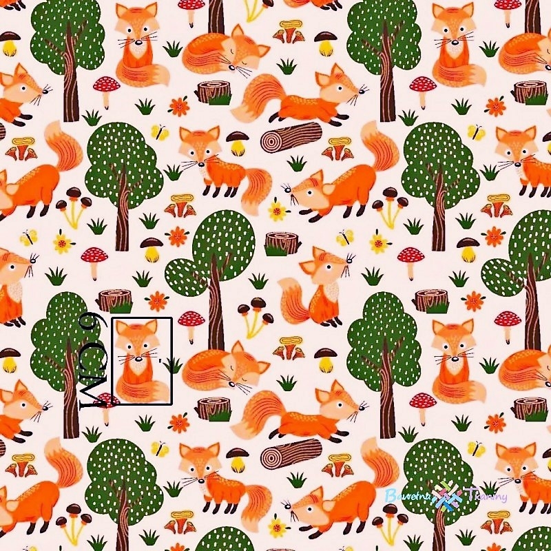 Baumwolle Fuchs im Wald / Weiß