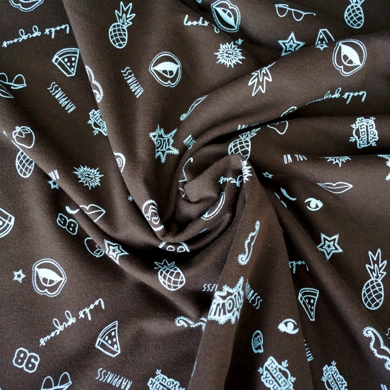 Sommersweat Pop Art Symbole Blau / Schwarz