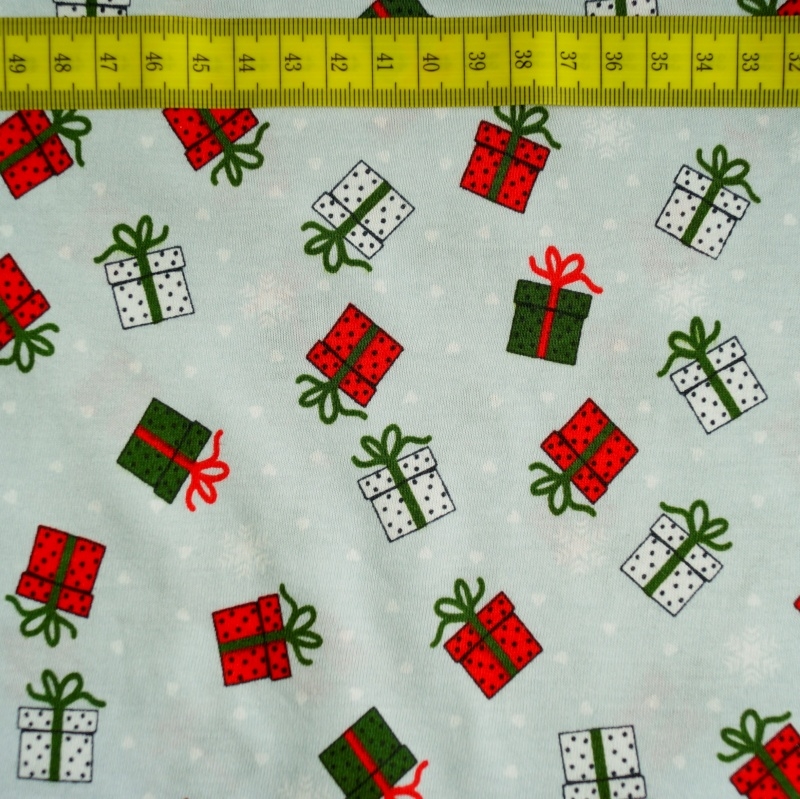 Baumwolljersey Weihnachten Geschenke Hellgrau