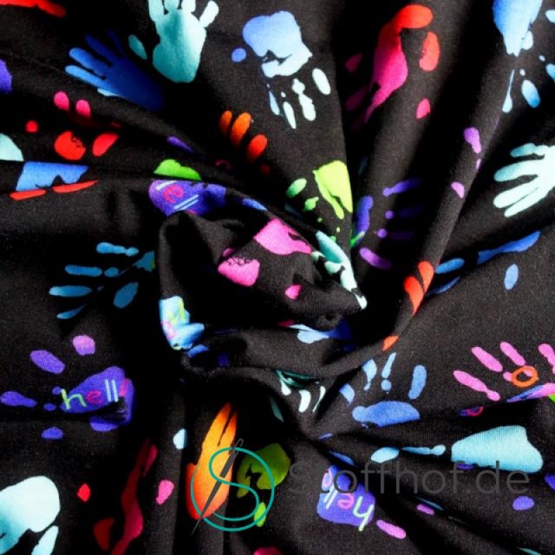 Baumwolljersey Bunte Handabdrücke