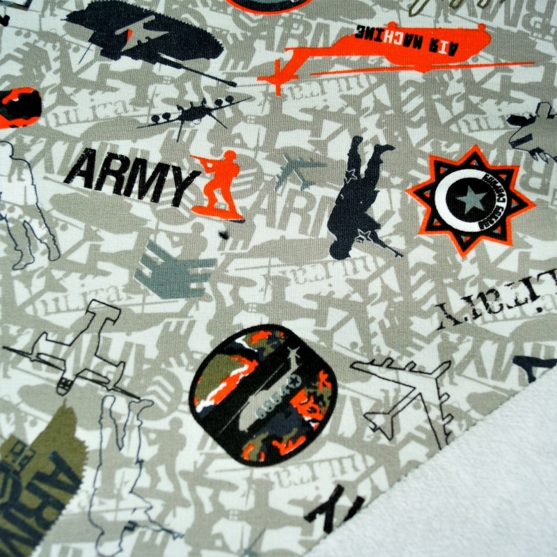 French Terry Sommersweat Armee /Grau