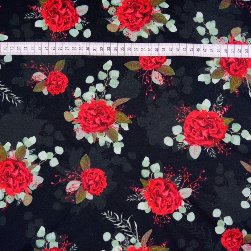 Baumwolljersey Rote Rosen