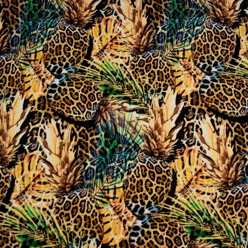 French Terry Sommersweat Leoparden-Ananas