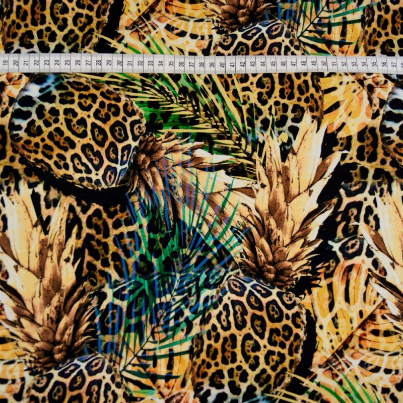 French Terry Sommersweat Leoparden-Ananas