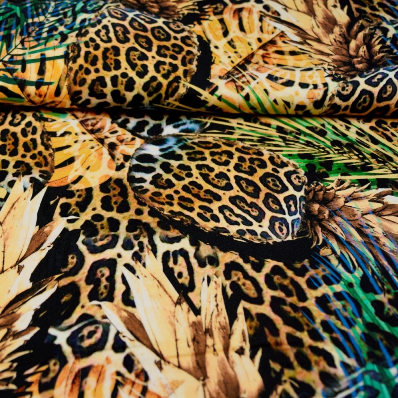 French Terry Sommersweat Leoparden-Ananas