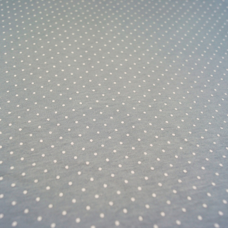 4.5 Meter Baumwolljersey Kleine Punkte Weiß / Grau