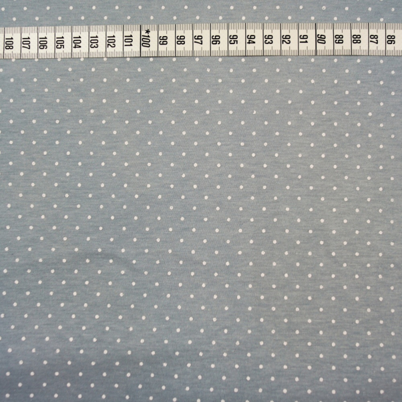 4.5 Meter Baumwolljersey Kleine Punkte Weiß / Grau