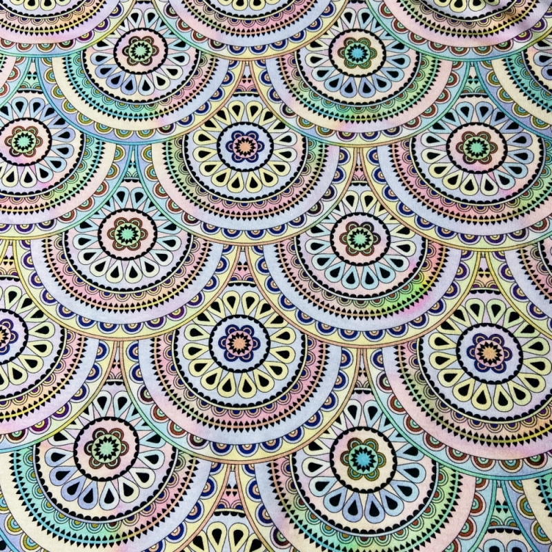 Baumwolljersey Kaleidoskop Kreise Pastell