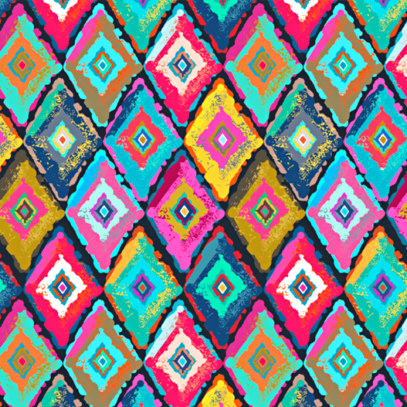 Baumwolljersey Bunte Mosaik Rauten