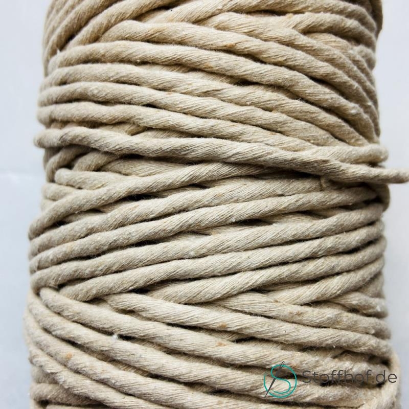 Makramee Garn Verzwirnt 5mm Beige