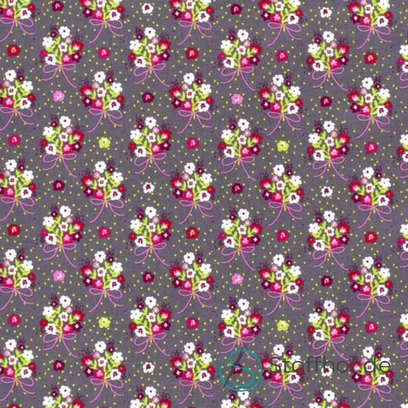 Premium Baumwolle Blumenstrauß Romantisch Grau