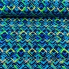 Premium Baumwolle Digitaldruck Zickzack Blau-Grün