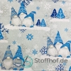 Baumwolle Weihnachtsgnome Türkis / Grau Weihnachten