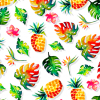 Baumwolljersey Ananas Früchte/ Weiß