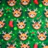 Baumwolljersey Weihnachten Süße Rentiere Grün